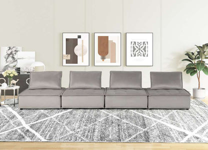 Lilola Home - Anna Light Gray Velvet 4 Pc Sectional Sofa - 81403-4C veiw 3