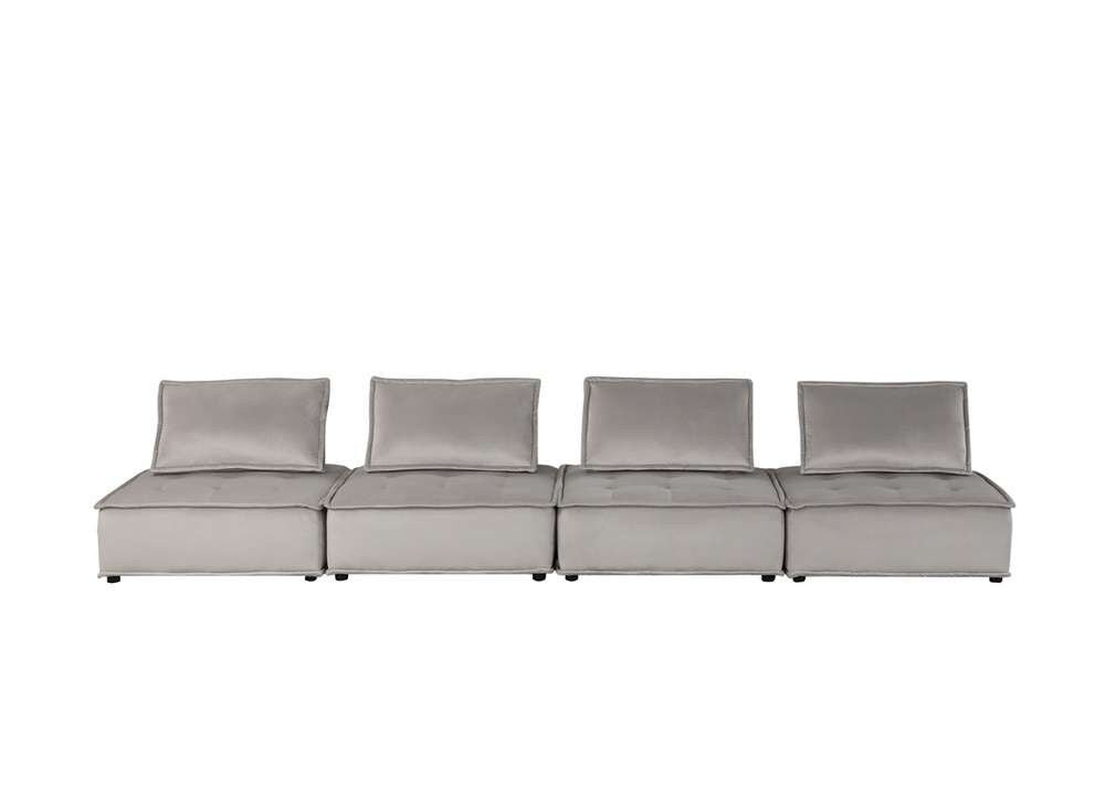 Lilola Home - Anna Light Gray Velvet 4 Pc Sectional Sofa - 81403-4C veiw 4
