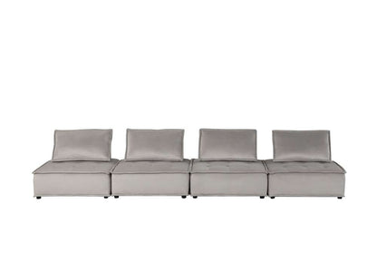 Lilola Home - Anna Light Gray Velvet 4 Pc Sectional Sofa - 81403-4C veiw 4