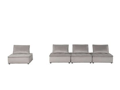 Lilola Home - Anna Light Gray Velvet 4 Pc Sectional Sofa - 81403-4C veiw 6