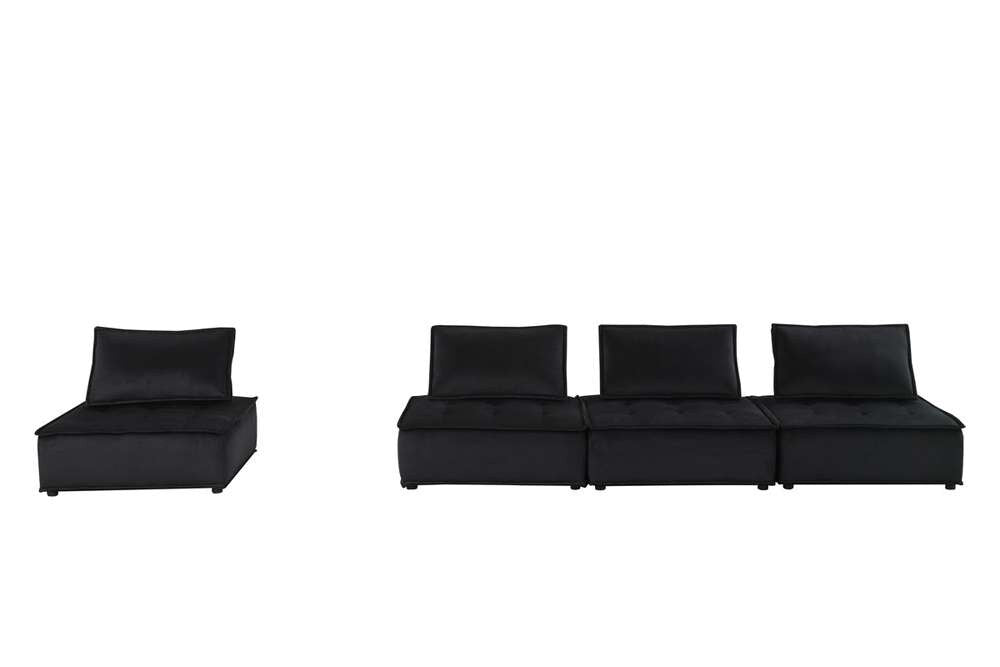 Lilola Home - Anna Black Velvet 4-Seater Modular Sofa - 81402-4A veiw 4