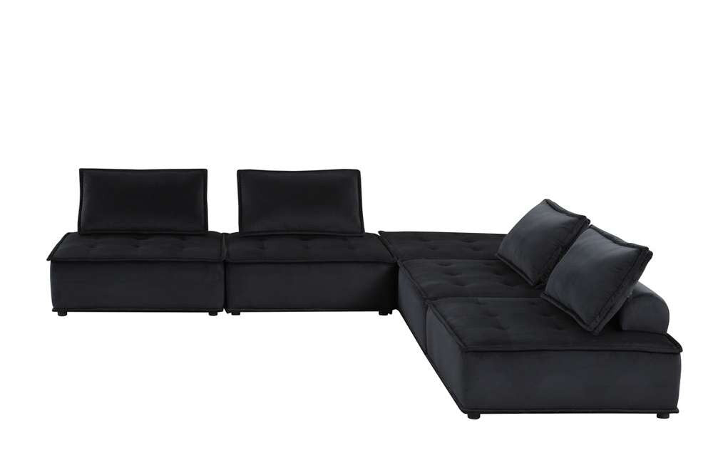 Lilola Home - Anna Black Velvet 5 Pc Sectional Sofa - 81402-5B veiw 2