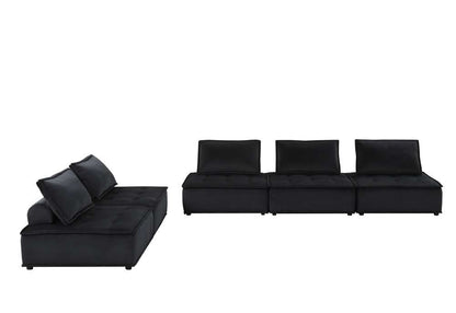 Lilola Home - Anna Black Velvet 5 Pc Sectional Sofa - 81402-5B veiw 6