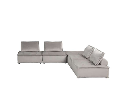 Lilola Home - Anna Light Gray Velvet 5 Pc Sectional Sofa - 81403-5B veiw 2