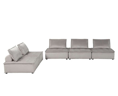 Lilola Home - Anna Light Gray Velvet 5 Pc Sectional Sofa - 81403-5B veiw 6