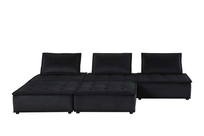 Lilola Home - Anna Black Velvet 5 Pc Sectional Sofa Ottoman - 81402-5D veiw 2