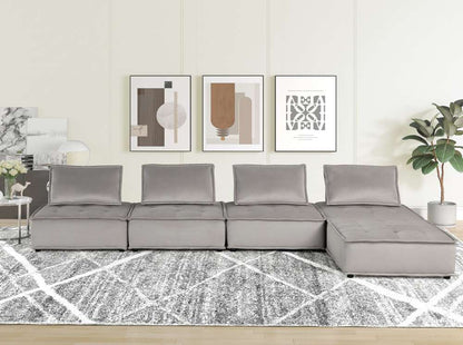 Lilola Home - Anna Light Gray Velvet 5 Pc Sectional Sofa Ottoman - 81403-5D veiw 3
