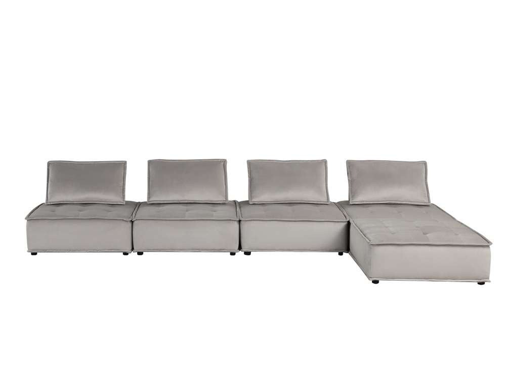 Lilola Home - Anna Light Gray Velvet 5 Pc Sectional Sofa Ottoman - 81403-5A veiw 2