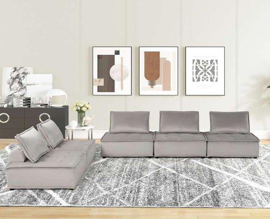 Lilola Home - Anna Light Gray Velvet 5 Pc Sofa and Loveseat - 81403-5C veiw 1