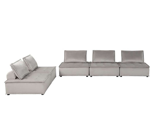 Lilola Home - Anna Light Gray Velvet 5 Pc Sofa and Loveseat - 81403-5C veiw 2