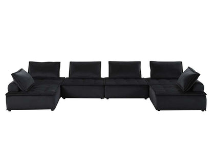Lilola Home - Anna Black Velvet 6-Seater U-Shape Modular Sectional Sofa - 81402-6 veiw 2