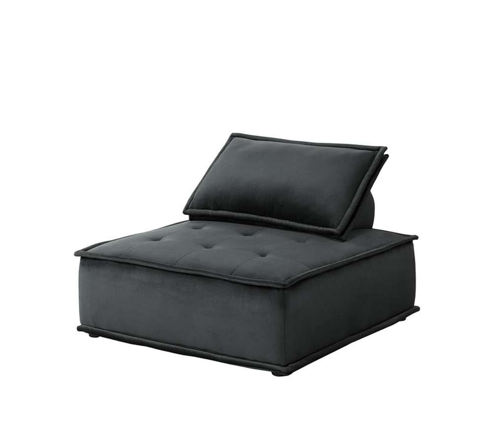 Lilola Home - Anna Black Velvet Armless Lounge Chair - 81402 veiw 2
