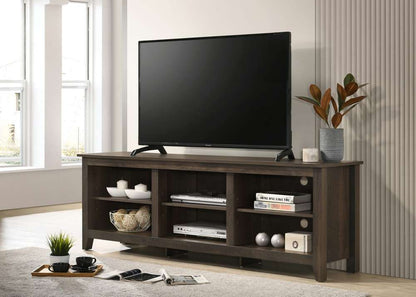 Lilola Home Benito Dark Dusty Brown 70in Wide TV Stand with Open Shelves and Cable Management - 97005 veiw 1