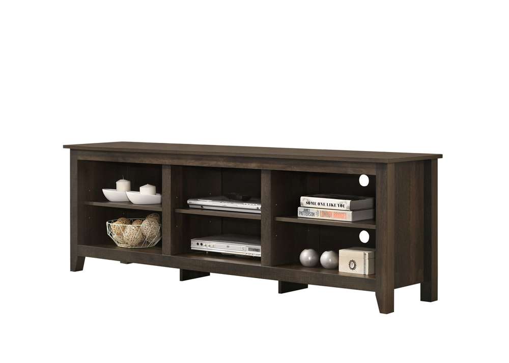 Lilola Home Benito Dark Dusty Brown 70in Wide TV Stand with Open Shelves and Cable Management - 97005 veiw 2
