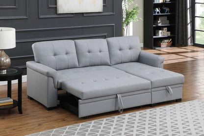 Lilola Home Lexi Gray Synthetic Leather Modern Reversible Sleeper Sectional Sofa with Storage Chaise  - 81346 veiw 4