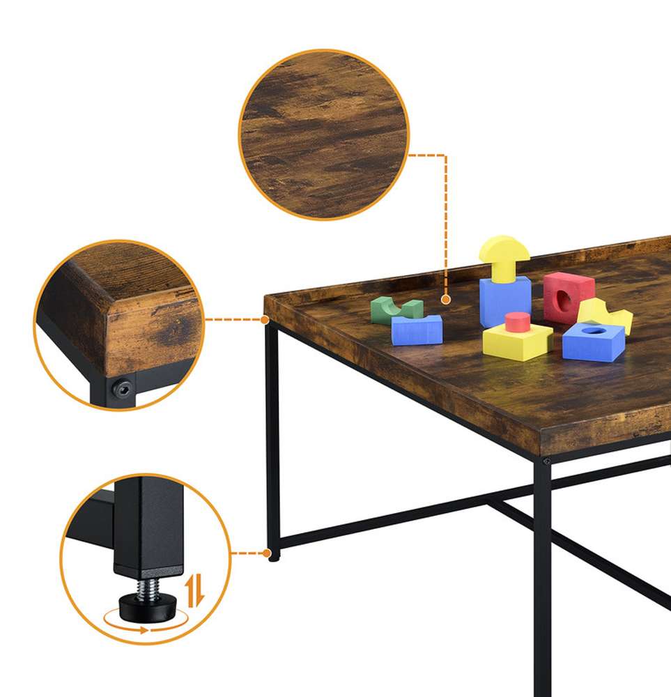 Lilola Home - Vinny Weathered Oak Wood Grain 5 Piece Coffee Table Set with Raised Edges - 98034 veiw 5