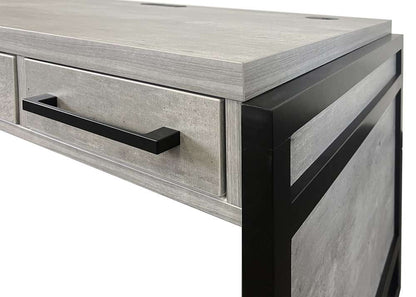 Martin Furniture- Mason- Modern Wood Laminate Office Desk, Writing Table, Desk With Drawers, Concrete Gray -MNC384 veiw 3