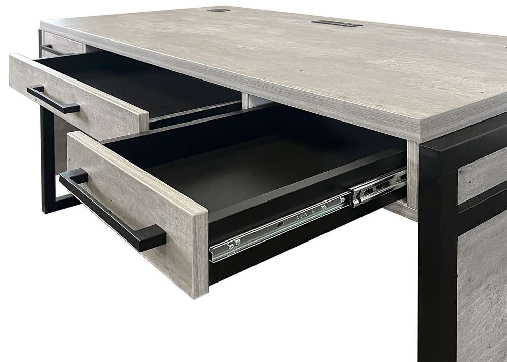 Martin Furniture- Mason- Modern Wood Laminate Office Desk, Writing Table, Desk With Drawers, Concrete Gray -MNC384 veiw 5