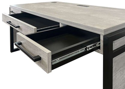 Martin Furniture- Mason- Modern Wood Laminate Office Desk, Writing Table, Desk With Drawers, Concrete Gray -MNC384 veiw 5
