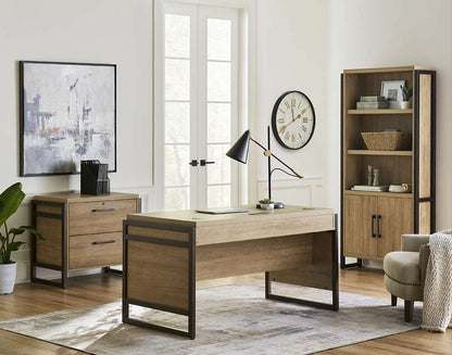 Martin Furniture- Mason- Modern Wood Laminate Office Desk, Writing Table, Desk With Drawers, Light Brown -MNM384 veiw 2