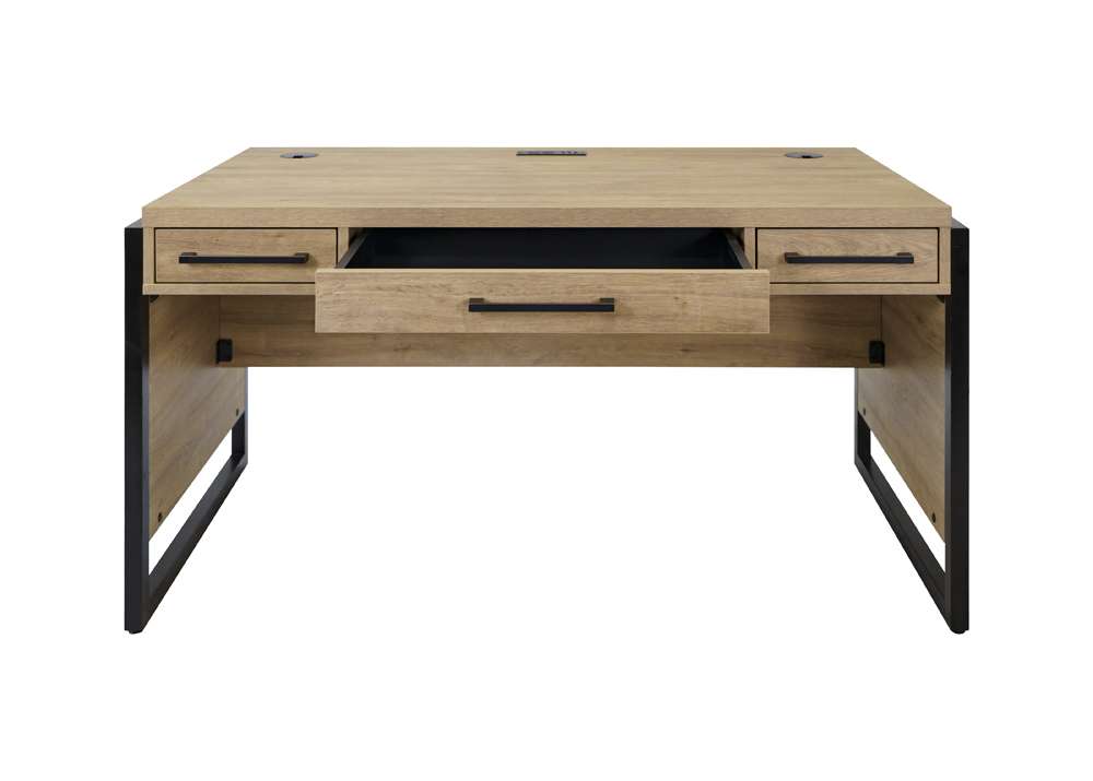Martin Furniture- Mason- Modern Wood Laminate Office Desk, Writing Table, Desk With Drawers, Light Brown -MNM384 veiw 4