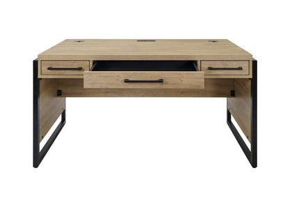 Martin Furniture- Mason- Modern Wood Laminate Office Desk, Writing Table, Desk With Drawers, Light Brown -MNM384 veiw 4