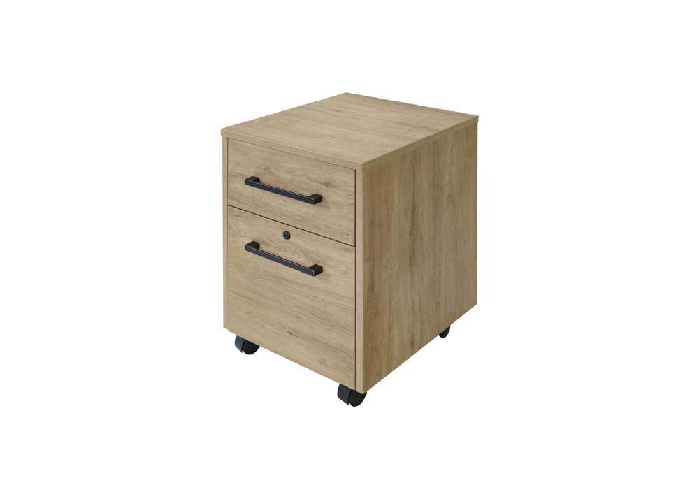 Martin Furniture- Mason- Modern Two Drawer Wood Laminate File Cabinet, Office Storage Drawers, Fully Assembled, Light Brown -MNM202 veiw 1