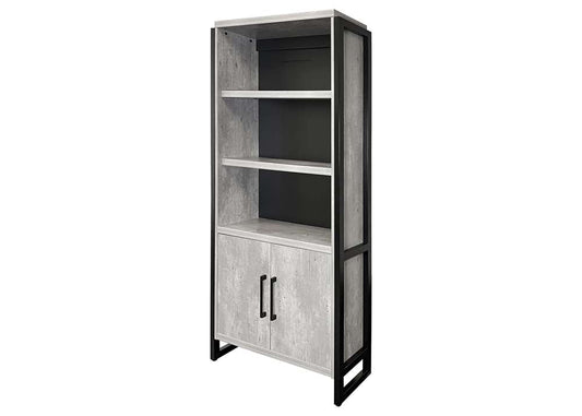 Martin Furniture- Mason- Modern Wood Laminate Bookcase With Doors, Bookcase Shelves, Office Storage Unit, Fully Assembled, Concrete Gray -MNC3678D veiw 1