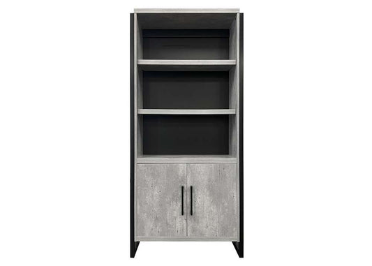 Martin Furniture- Mason- Modern Wood Laminate Bookcase With Doors, Bookcase Shelves, Office Storage Unit, Fully Assembled, Concrete Gray -MNC3678D veiw 2