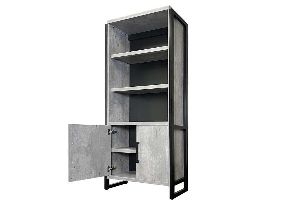 Martin Furniture- Mason- Modern Wood Laminate Bookcase With Doors, Bookcase Shelves, Office Storage Unit, Fully Assembled, Concrete Gray -MNC3678D veiw 6