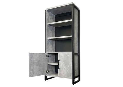 Martin Furniture- Mason- Modern Wood Laminate Bookcase With Doors, Bookcase Shelves, Office Storage Unit, Fully Assembled, Concrete Gray -MNC3678D veiw 6