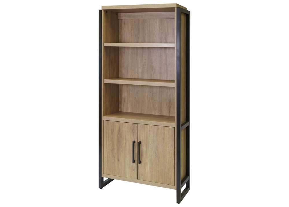 Martin Furniture- Mason- Modern Wood Laminate Bookcase With Doors, Bookcase Shelves, Office Storage Unit, Fully Assembled, Light Brown -MNM3678D veiw 1