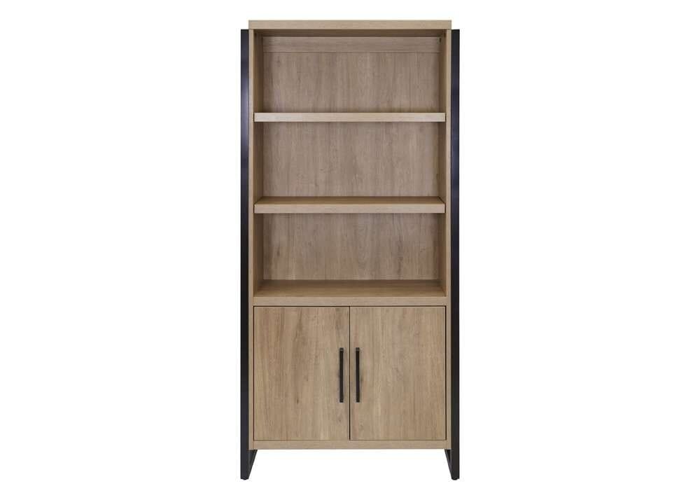 Martin Furniture- Mason- Modern Wood Laminate Bookcase With Doors, Bookcase Shelves, Office Storage Unit, Fully Assembled, Light Brown -MNM3678D veiw 2