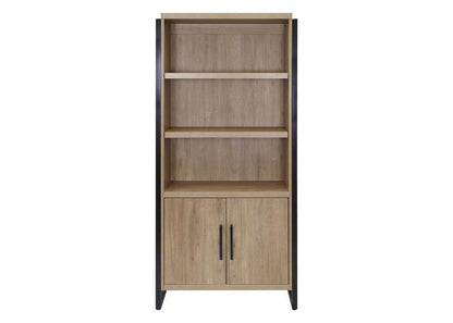 Martin Furniture- Mason- Modern Wood Laminate Bookcase With Doors, Bookcase Shelves, Office Storage Unit, Fully Assembled, Light Brown -MNM3678D veiw 2