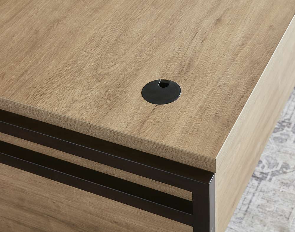 Martin Furniture- Mason- Modern Wood Laminate Double Pedestal Executive Desk, Writing Table, Office Desk With Drawers, Light Brown -MNM680 veiw 6