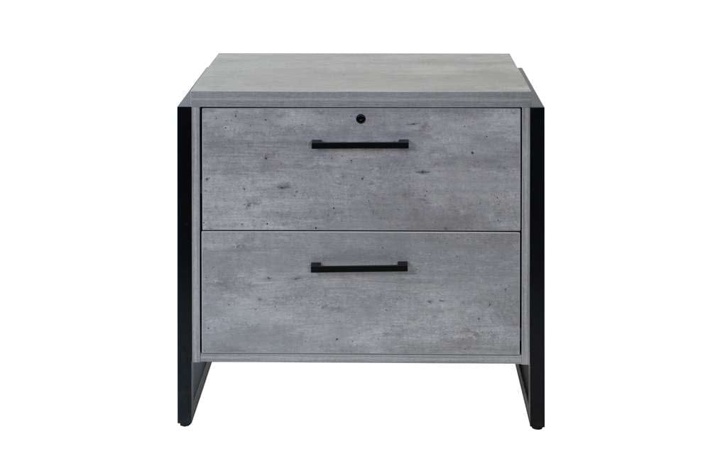 Martin Furniture- Mason- Modern Wood Laminate Lateral File Drawer, Office Storage, Locking File Cabinet, Fully Assembled, Concrete Gray -MNC450 veiw 1