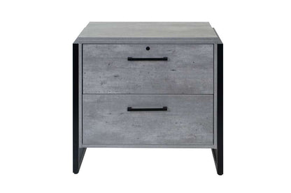 Martin Furniture- Mason- Modern Wood Laminate Lateral File Drawer, Office Storage, Locking File Cabinet, Fully Assembled, Concrete Gray -MNC450 veiw 1