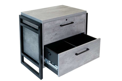 Martin Furniture- Mason- Modern Wood Laminate Lateral File Drawer, Office Storage, Locking File Cabinet, Fully Assembled, Concrete Gray -MNC450 veiw 3