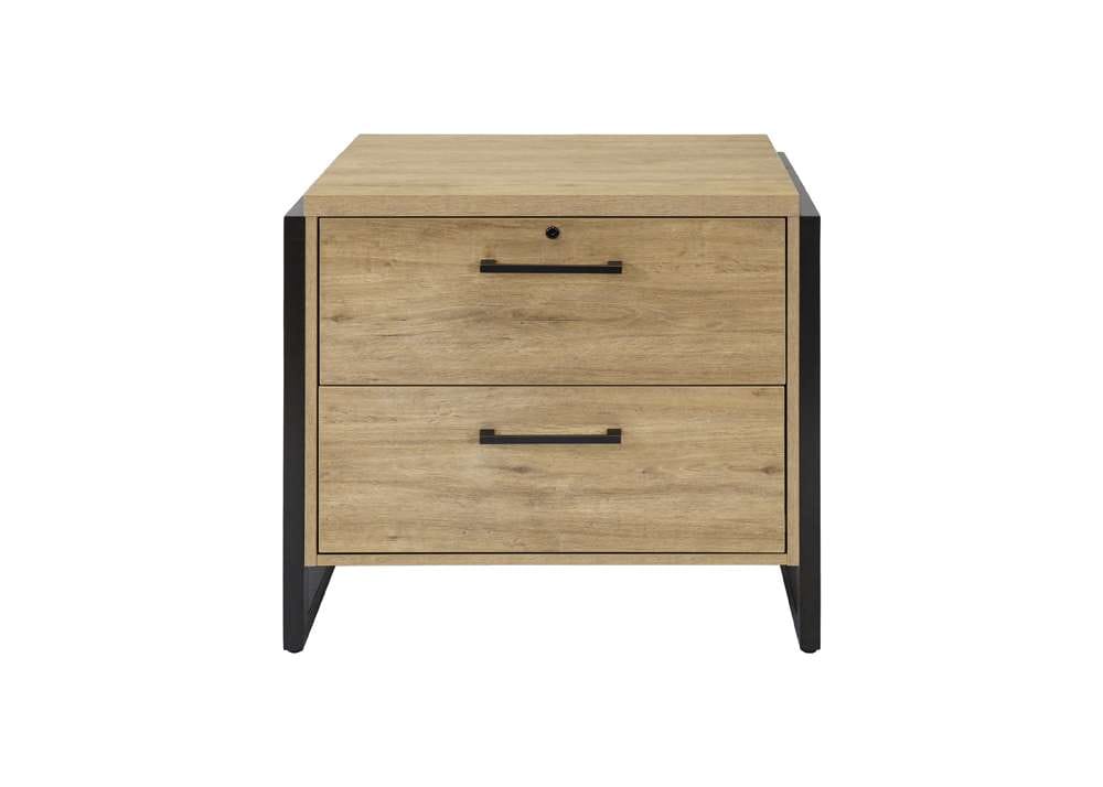 Martin Furniture- Mason- Modern Wood Laminate Lateral File Drawer, Office Storage, Locking File Cabinet, Fully Assembled, Light Brown -MNM450 veiw 3