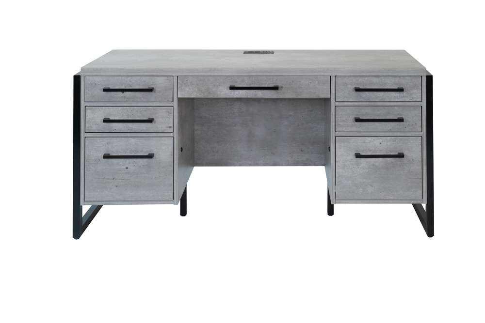 Martin Furniture- Mason- Modern Wood Laminate Office Desk, Office Table, Credenza With Drawers, Fully Assembled, Concrete Gray -MNC689 veiw 1
