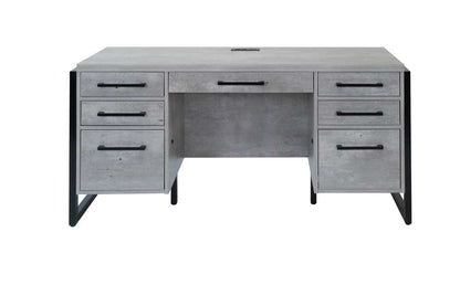Martin Furniture- Mason- Modern Wood Laminate Office Desk, Office Table, Credenza With Drawers, Fully Assembled, Concrete Gray -MNC689 veiw 1