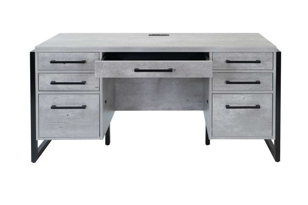 Martin Furniture- Mason- Modern Wood Laminate Office Desk, Office Table, Credenza With Drawers, Fully Assembled, Concrete Gray -MNC689 veiw 5