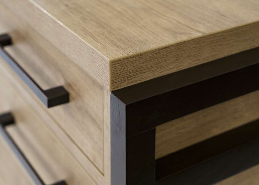 Martin Furniture- Mason- Modern Wood Laminate Office Desk, Office Table, Credenza With Drawers, Fully Assembled, Light Brown -MNM689 veiw 5