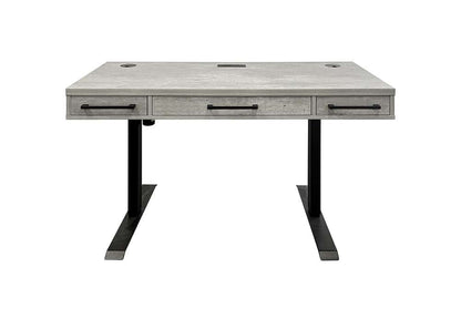 Martin Furniture- Mason- Modern Wood Laminate Office Electronic Sit/Stand Desk, Writing Table, Adjustable Desk With Drawers, Concrete Gray -MNC384T-KIT veiw 2