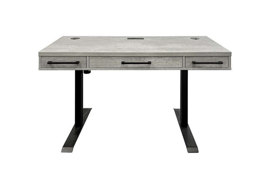 Martin Furniture- Mason- Modern Wood Laminate Office Electronic Sit/Stand Desk, Writing Table, Adjustable Desk With Drawers, Concrete Gray -MNC384T-KIT veiw 2