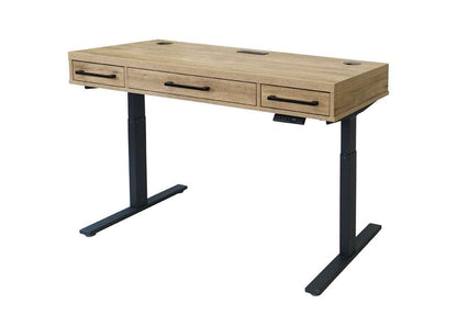 Martin Furniture- Mason- Modern Wood Laminate Office Electronic Sit/Stand Desk, Writing Table, Adjustable Desk With Drawers, Light Brown -MNM384T-KIT veiw 1