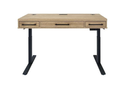 Martin Furniture- Mason- Modern Wood Laminate Office Electronic Sit/Stand Desk, Writing Table, Adjustable Desk With Drawers, Light Brown -MNM384T-KIT veiw 2