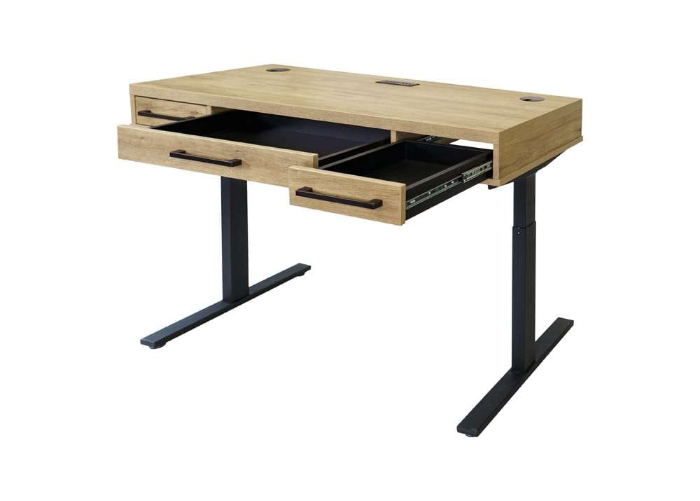 Martin Furniture- Mason- Modern Wood Laminate Office Electronic Sit/Stand Desk, Writing Table, Adjustable Desk With Drawers, Light Brown -MNM384T-KIT veiw 3