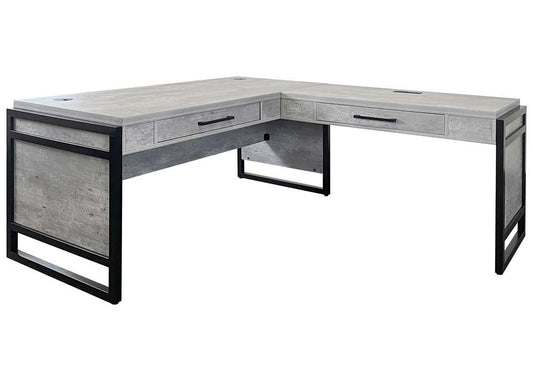 Martin Furniture- Mason- Modern Wood Laminate Open L-Desk & Return, Writing Table, L-shaped Office Desk With Drawers, Concrete Gray -MNC386R-KIT veiw 1