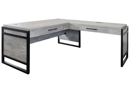 Martin Furniture- Mason- Modern Wood Laminate Open L-Desk & Return, Writing Table, L-shaped Office Desk With Drawers, Concrete Gray -MNC386R-KIT veiw 2